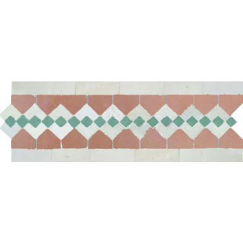 Mosaic House Moroccan tile Sarout S 21-1-12 Pink White Light Green  zellige, mosaic, zellij, border, glaze, traditional, classic 